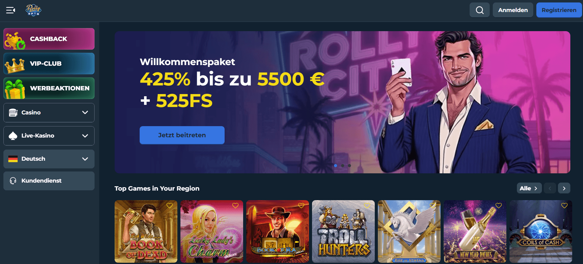 Rollyspin online casino mit paysafe